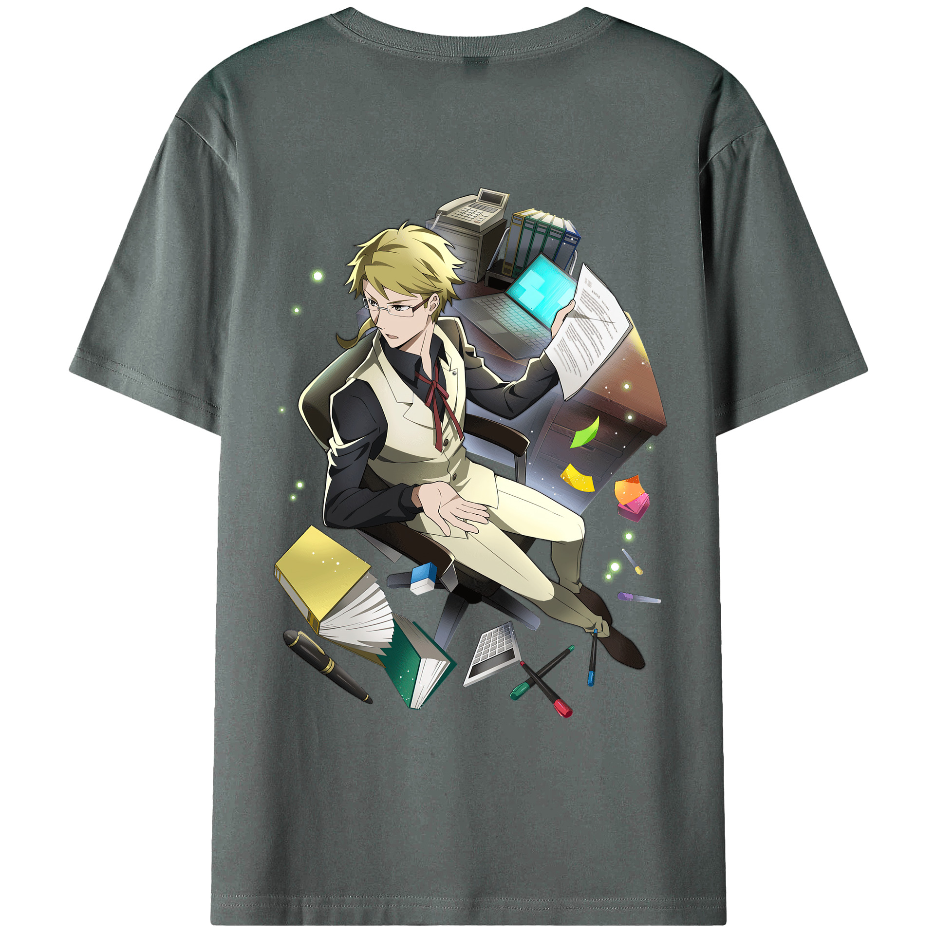 （画像用） 文豪ストレイドッグス Bungo Stray Dogs 綿100％ メンズ半袖Tシャツ（バックプリント） 通気性